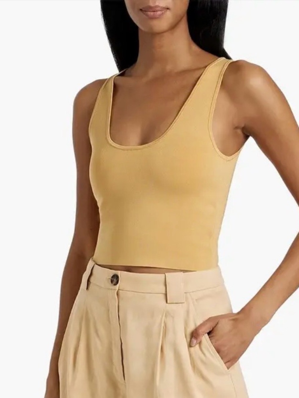 A.L.C. Cropped Scoop Neck Tank in Mustard